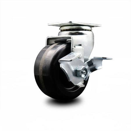SERVICE CASTER 4 Inch Phenolic Swivel Caster with Ball Bearing and Brake SCC SCC-20S420-PHB-TLB